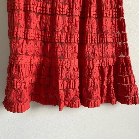 MAX Studio Burnt Orange Boho Patterned Midi Dress Size Small - Picture 7 of 8